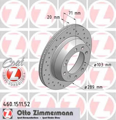 Otto Zimmermann 460.1511.52 Диск гальмівний задній вентильований 460151152: Купити в Україні - Добра ціна на EXIST.UA!