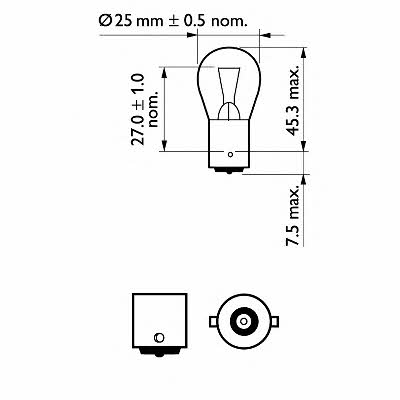 Philips 12445CP Лампа розжарювання Stop P25 12V 18W 12445CP: Купити в Україні - Добра ціна на EXIST.UA!