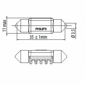 Philips 249434000KX1 Лампа світлодіодна Festoon 38 24V SV8,5 249434000KX1: Купити в Україні - Добра ціна на EXIST.UA!