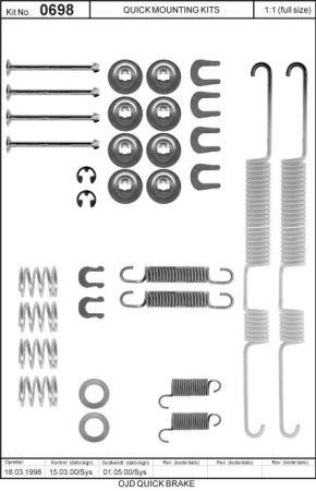 Комплект монтажный тормозных колодок Quick brake 105-0698