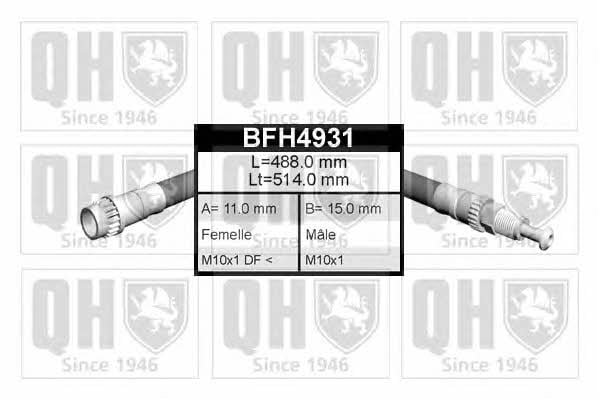 Quinton Hazell BFH4931 Гальмівний шланг BFH4931: Купити в Україні - Добра ціна на EXIST.UA!