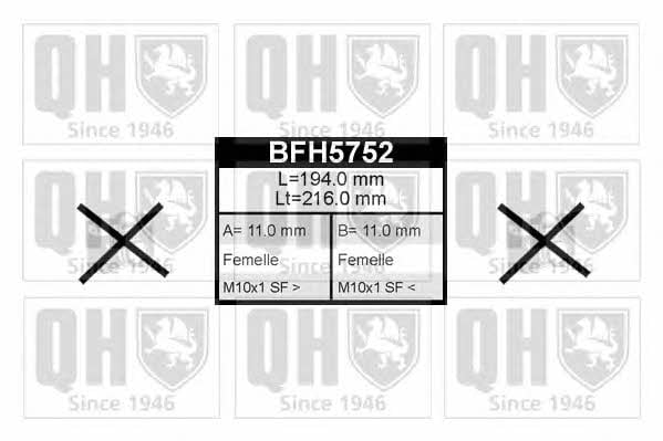 Quinton Hazell BFH5752 Гальмівний шланг BFH5752: Купити в Україні - Добра ціна на EXIST.UA!