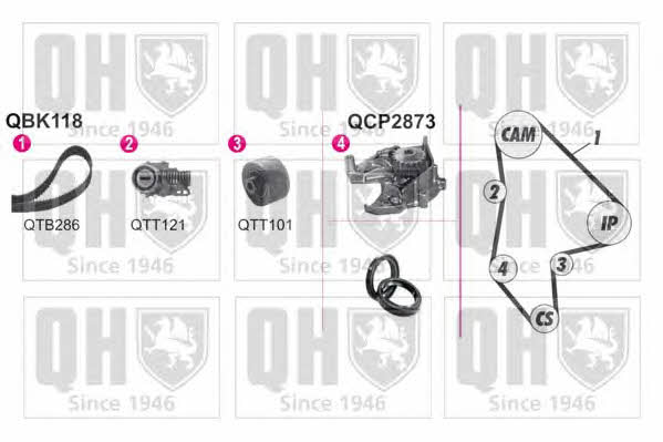 Quinton Hazell QBPK1180 Ремінь ГРМ, комплект з водяним насосом QBPK1180: Купити в Україні - Добра ціна на EXIST.UA!