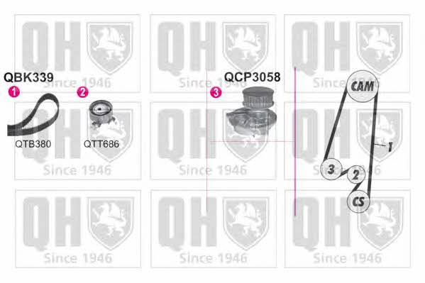  QBPK3391 Ремінь ГРМ, комплект з водяним насосом QBPK3391: Купити в Україні - Добра ціна на EXIST.UA!