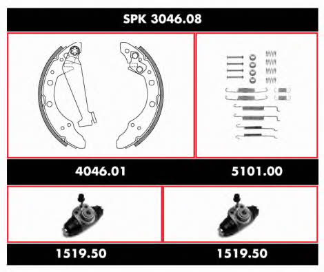  SPK 3046.08 Колодки гальмівні барабанні, комплект SPK304608: Купити в Україні - Добра ціна на EXIST.UA!