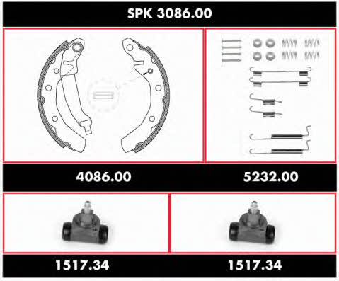  SPK 3086.00 Колодки гальмівні барабанні, комплект SPK308600: Купити в Україні - Добра ціна на EXIST.UA!