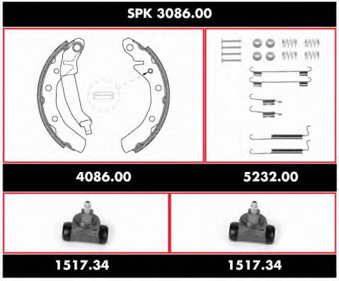 Remsa SPK 3086.00 Колодки тормозные барабанные, комплект SPK308600: Купить в Украине - Отличная цена на EXIST.UA! SPK308600 Remsa Колодки тормозные барабанные, комплект
