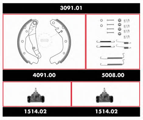 Remsa SPK 3091.01 Колодки тормозные барабанные, комплект SPK309101: Купить в Украине - Отличная цена на EXIST.UA! SPK309101 Remsa Колодки тормозные барабанные, комплект
