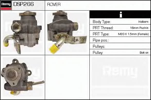 Remy DSP266 Насос гідропідсилювача керма DSP266: Купити в Україні - Добра ціна на EXIST.UA!
