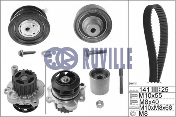 55491731 Ruville Ремень ГРМ, комплект с водяным насосом
