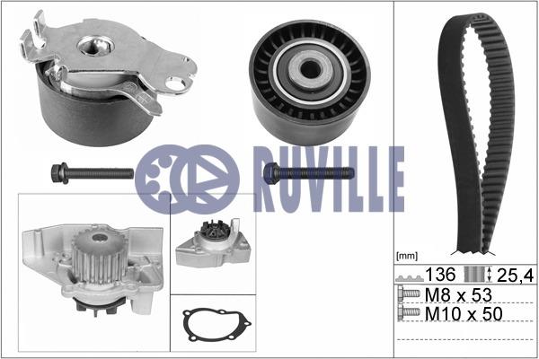 Ruville 55938701 Ремінь ГРМ, комплект з водяним насосом 55938701: Купити в Україні - Добра ціна на EXIST.UA!