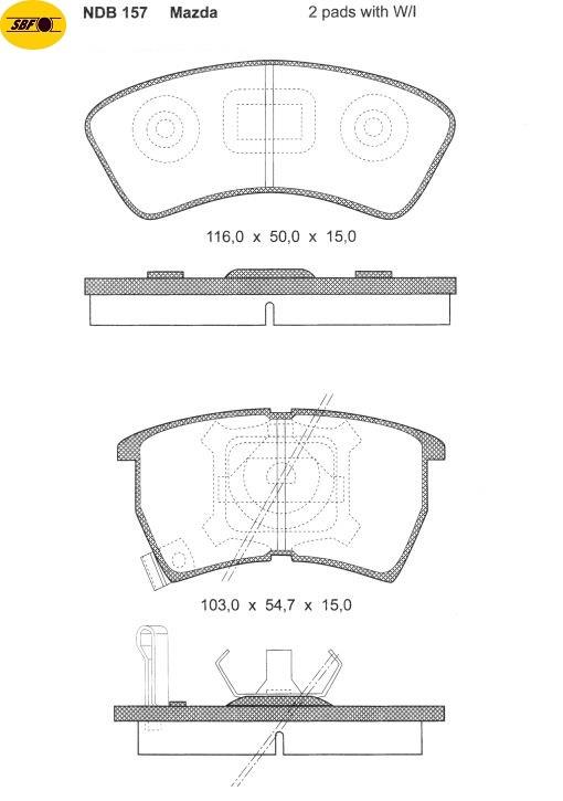 NDB157 SBF Тормозные колодки дисковые, комплект