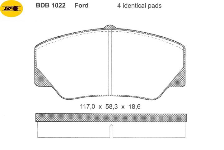 BDB1022 SBF Тормозные колодки дисковые, комплект