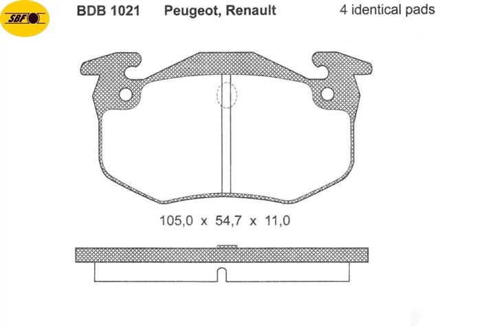SBF BDB 1021 Тормозные колодки дисковые, комплект BDB1021: Отличная цена - Купить в Украине на EXIST.UA! BDB1021 SBF Тормозные колодки дисковые, комплект