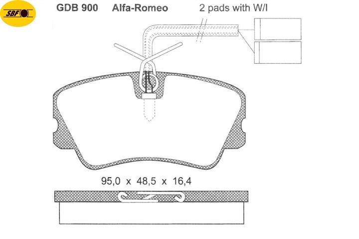GDB900 SBF Тормозные колодки дисковые, комплект