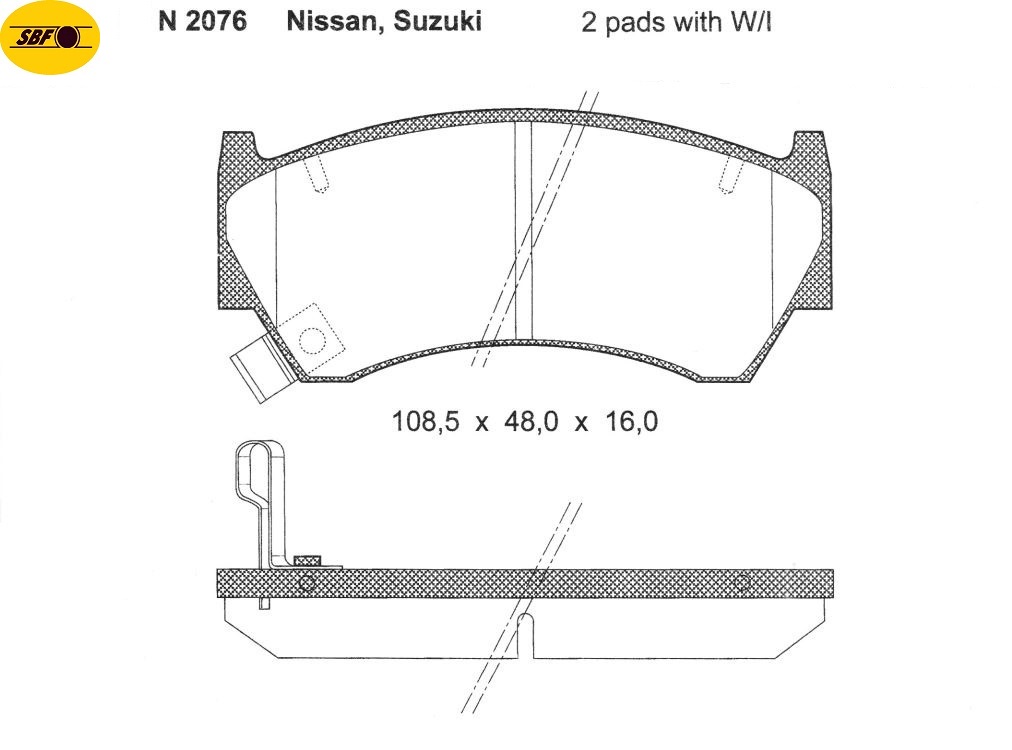 SBF N 2076 T Тормозные колодки дисковые, комплект N2076T: Отличная цена - Купить в Украине на EXIST.UA! N2076T SBF Тормозные колодки дисковые, комплект