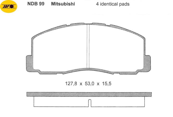 SBF NDB 99 Тормозные колодки дисковые, комплект NDB99: Отличная цена - Купить в Украине на EXIST.UA! NDB99 SBF Тормозные колодки дисковые, комплект