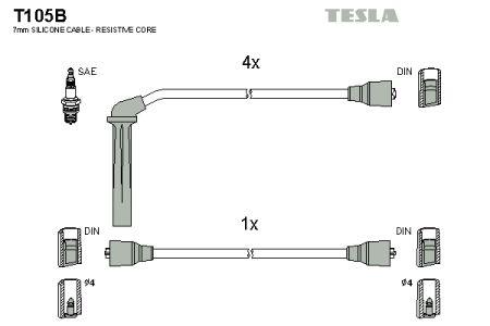 Tesla T105B Дроти високовольтні, комплект T105B: Купити в Україні - Добра ціна на EXIST.UA!