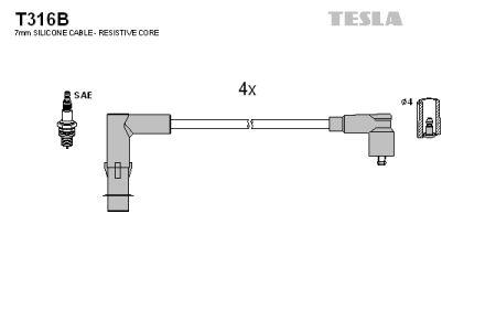Tesla T316B Дроти високовольтні, комплект T316B: Купити в Україні - Добра ціна на EXIST.UA!