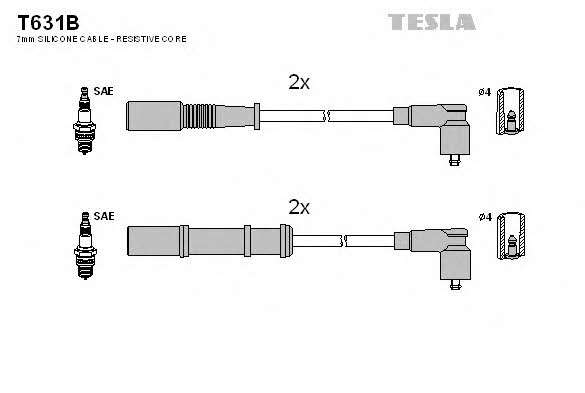 Дроти високовольтні, комплект Tesla T631B