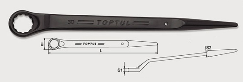 AAAS2424 Toptul Ключ накидной односторонний (ударный, под трубу) угол 45° 24мм