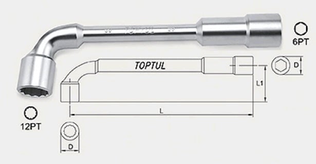AEAE1717 Toptul Ключ торцевой Г-обр.17x17 мм.