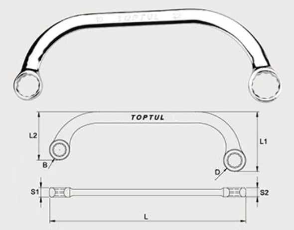 AAAC1113 Toptul Ключ накидной С-образный 11x13 (стартерный)
