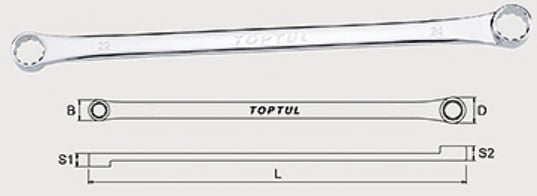 AAAP1012 Toptul Ключ накидной прямой супердлинный 10х12мм усиленный