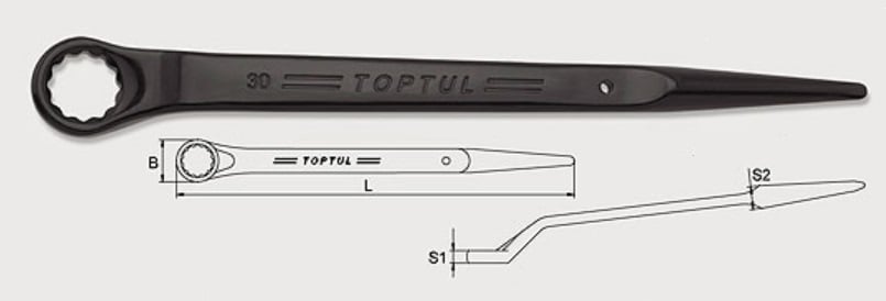 AAAS2222 Toptul Ключ накидной односторонний (ударный, под трубу) угол 45° 22мм