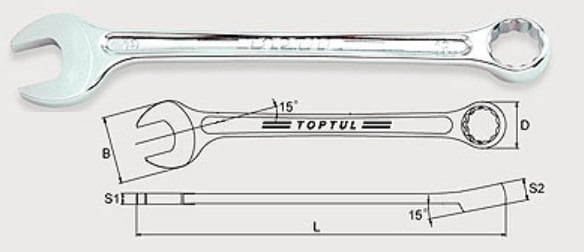 AAEX1919 Toptul Ключ комбінований 19мм "Hi-Performance"