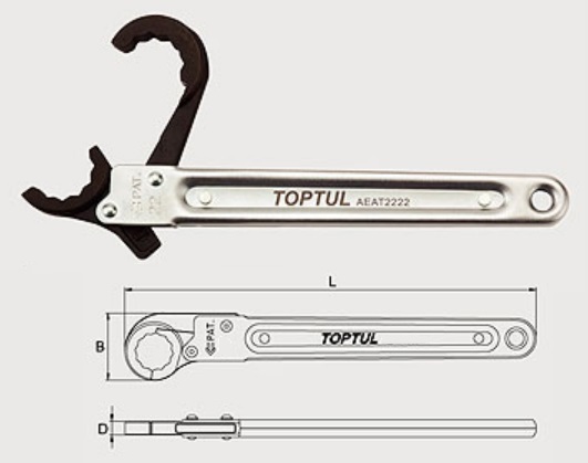 AEAT2222 Toptul Раскрывающийся ключ с трещоткой 22мм