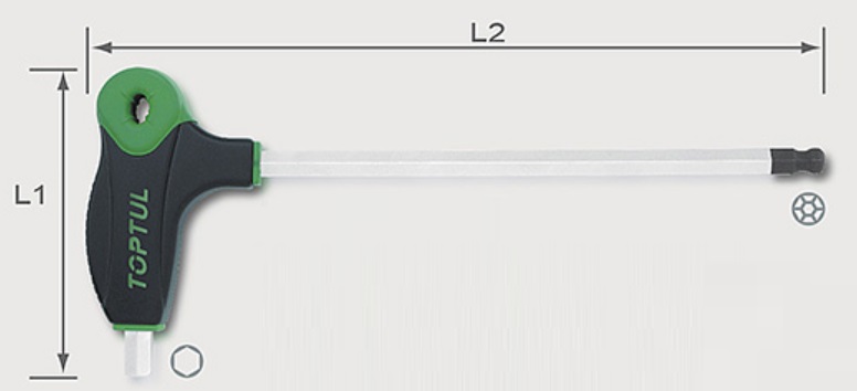 AGCD0827 Toptul Ключ шестигранний з ручкою L-обр. 8мм L265x116