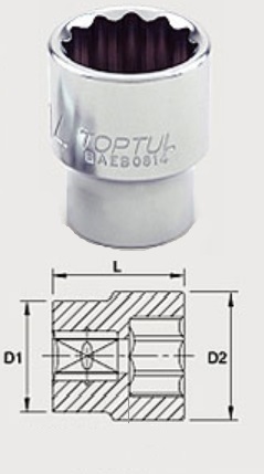 BAEB0811 Toptul Головка 12-гранная 11 мм, 1/4"