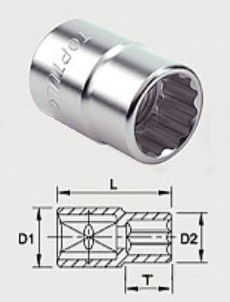 BAEB2423 Toptul Головка 12-гранная 23 мм, 3/4"
