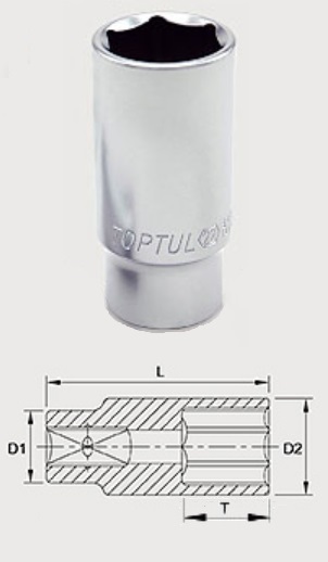 BAEE1221 Toptul Головка 6-гранная 21 мм, 3/8"