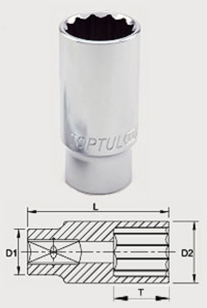 BAEF1219 Toptul Головка 12-гранна 19 мм, 3/8"