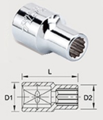 BBEB1612 Toptul 1/2" 12-гранная головка 3/8"