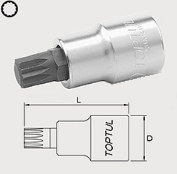 BCHA1205 Toptul Головка с насадкой SPLINE M5, 3/8"