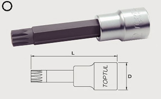 BCJA1606 Toptul Головка с насадкой SPLINE M6, 1/2"