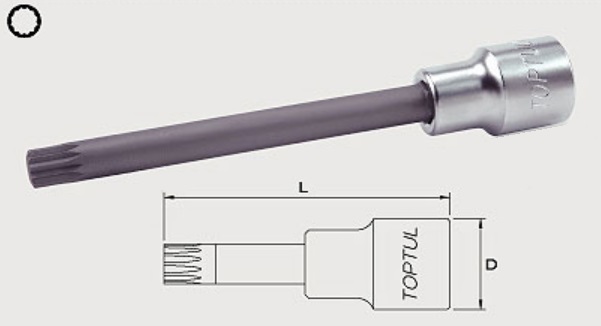 BCMD1614 Toptul Головка с насадкой SPLINE M14 L140mm 1/2"