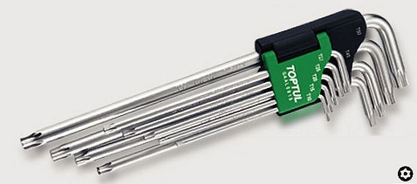GAAL0915 Toptul Набор Г-обр. ключей TORX T10-T50 9ед. супердл. с отверстием