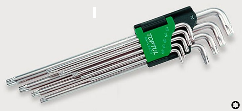 GAAL0923 Toptul Набор Г-обр. ключей TORX T10-T50 9ед. Супердлинных