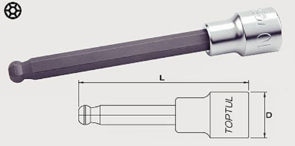 BCSA1610 Toptul Головка с насадкой HEX 10 мм 1/2"