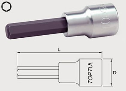BCWA1608 Toptul Головка з насадкою HEX 8 мм, 1/2"