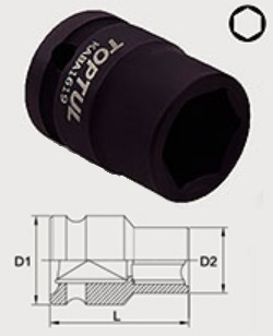 KABA1610 Toptul Головка торцевая ударная 1/2" 10мм
