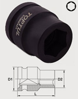 KABA2426 Toptul 3/4" 6-гранная ударная головка 26 мм