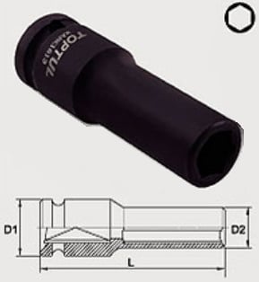 Toptul KABE1612 1/2 "6-гранна ударна головка 12 мм KABE1612: Купити в Україні - Добра ціна на EXIST.UA!