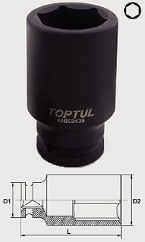 KABE2434 Toptul Головка торцевая ударная 3/4" длинная 34мм