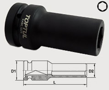 KABE3224 Toptul Головка ударная 6-гранная 24 мм, 1"