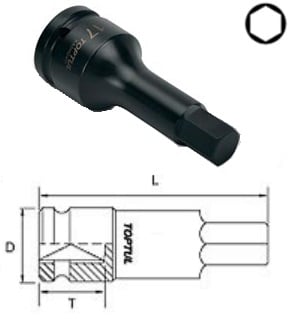 KADH2414 Toptul Головка ударная HEX 14 мм, 3/4"